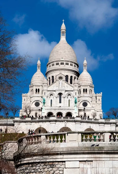 View Montmartre Cathedral Sacre Coeur Sunny Spring Afternoon Paris France — Stock Photo, Image