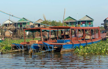 Myanmar 'da, inle gölünde balıkçı tekneleri