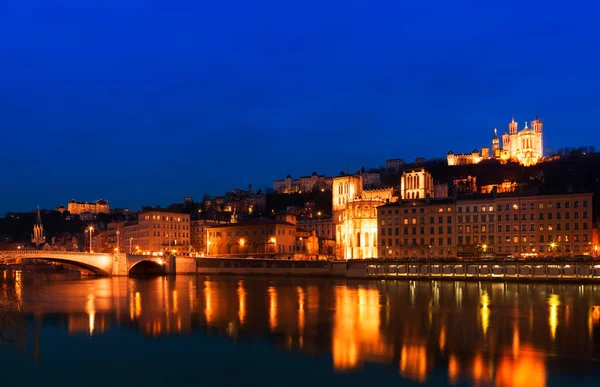 Paris Från Floden Seine Natten Floden — Stockfoto