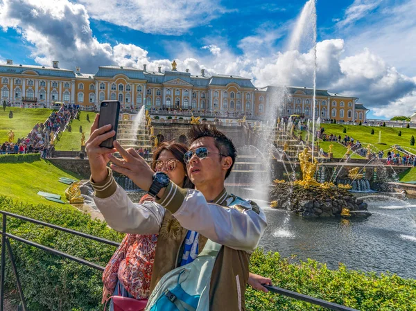 Petersburg Russie Août 2018 Parc Palais Peterhof Patrimoine Mondial Unesco — Photo