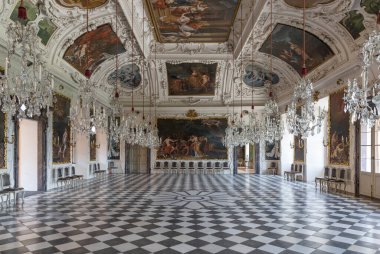 GRAZ, AUSTRIA - 2 Mayıs 2014 'te Graz' da olduğu gibi Eggenberg Sarayı 'nın içi. 1625-1635 yılları arasında inşa edilen saray, Styria 'daki en önemli Barok sarayı kompleksidir..