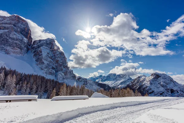 Paisagem Inverno Com Neve Céu Azul — Fotografia de Stock