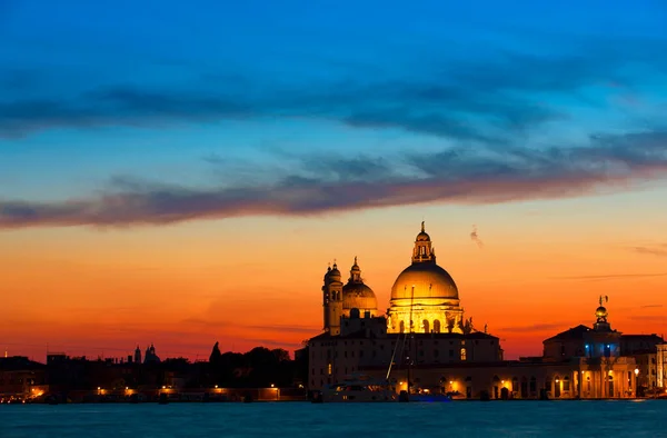 Kościół Santa Maria Della Salute Wenecji Nocy — Zdjęcie stockowe