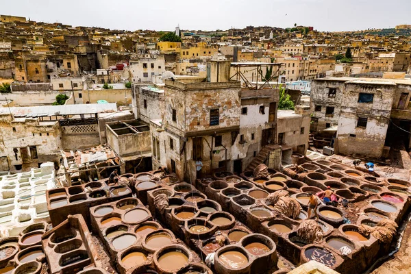 Fez Morocco July 2014 Traditional Tannery Souk Fez Morocco — Stock Photo, Image