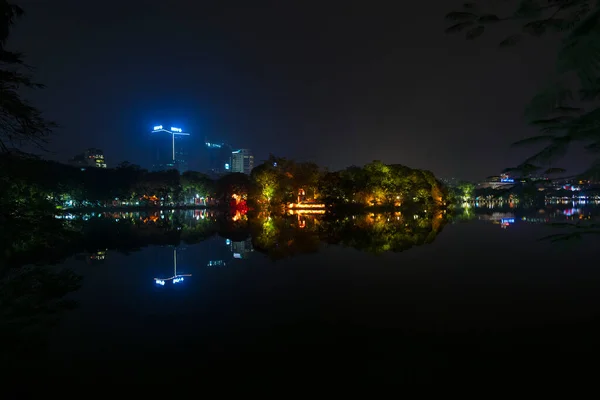 Nachtzicht Van Stad Van Lichten Avond — Stockfoto