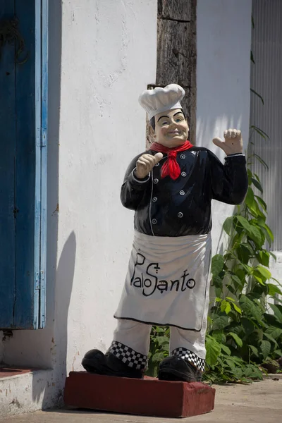 Estatua Chef Cerca Restaurante Colombia — Foto de Stock
