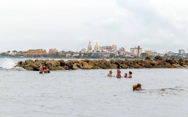 Cartagena Colombia October 2015 Unidentified People Beach Cartagena Hotel Zone — Stock Photo, Image