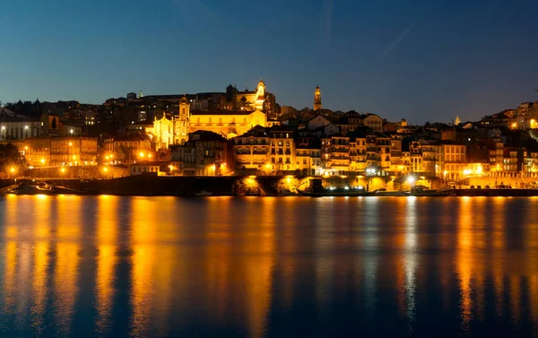 Pohled Staré Město Porto Portugalsku Noci — Stock fotografie
