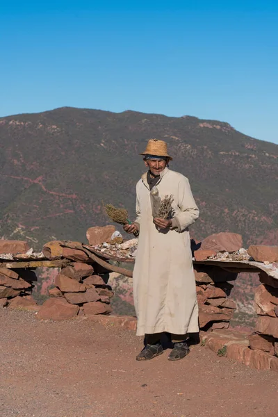 Vieil Homme Dans Les Montagnes Maroc — Photo