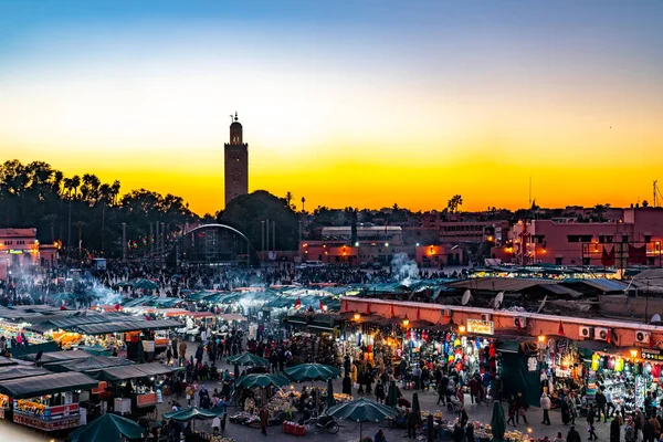 Vista Aérea Cidade Marocco Pôr Sol — Fotografia de Stock