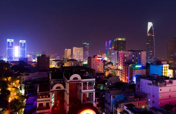 Uitzicht Stad Van Bangkok Nacht — Stockfoto