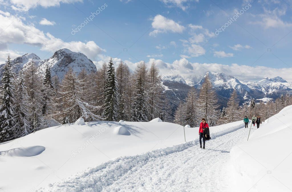 winter hiking in the mountains