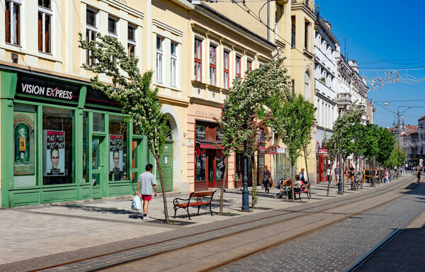 Street view of the city of Miscolc, Hungary