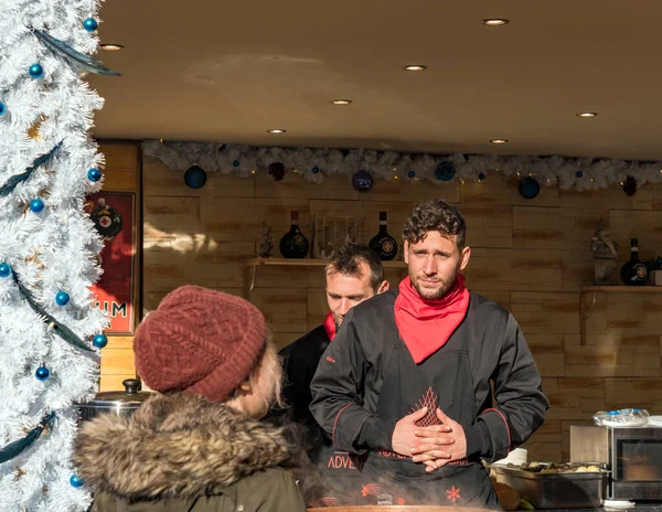 Budapest Maďarsko 2019 Neidentifikovaní Lidé Navštíví Každoroční Vánoční Veletrh Vorosmartyho — Stock fotografie