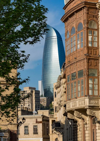 Vista Sulla Strada Nel Centro Storico Icherisheher Baku Azerbaigian — Foto Stock