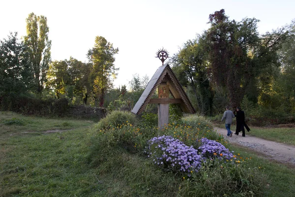 Une Vue Sur Une Maison Bois Dans Les Montagnes — Photo