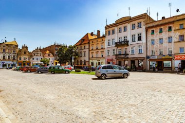 Paczkow, Polonya - 8 Haziran 2010: Packow, Silezya şehir merkezinde sokak.