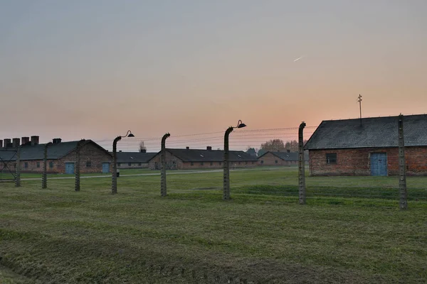 Oswiecim Polsko Října Elektrický Plot Osvětimi Bývalém Nacistickém Vyhlazovacím Táboře — Stock fotografie