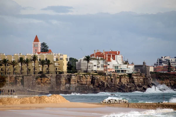 Estoril Lisbon Portugal October 2015 Haven Stormachtige Dag Aan Atlantische — Stockfoto