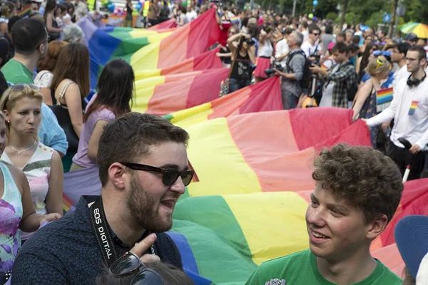 Budapest Hungría Julio Personas Identificadas Participaron Desfile Del Orgullo Gay — Foto de Stock