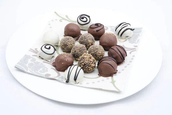 chocolate truffles with white and black coffee