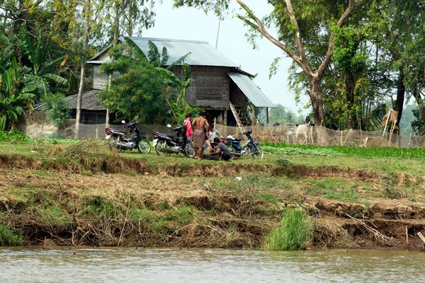 Das Dorf Des Mekong Deltas Der Fluss Und Die Kanäle — Stockfoto