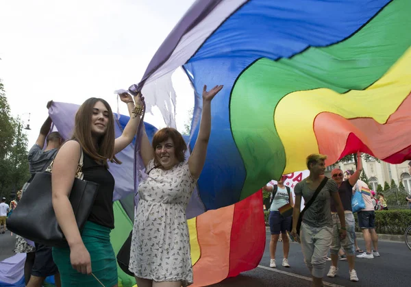 Budapest Węgry Lipiec Niezidentyfikowane Osoby Wzięły Udział Paradzie Budapest Gay — Zdjęcie stockowe