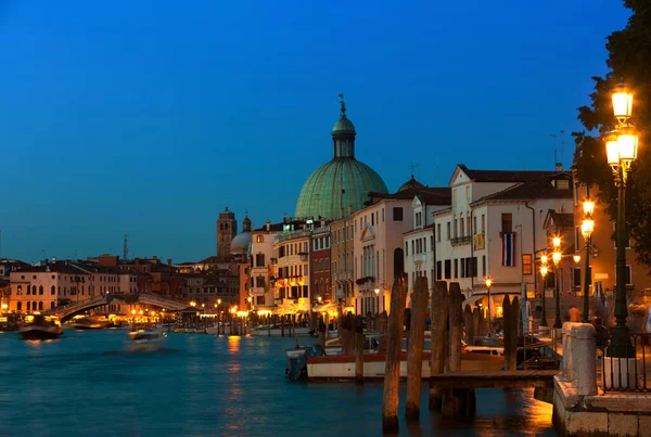 Canal Grande Bei Nacht Venedig — Stockfoto