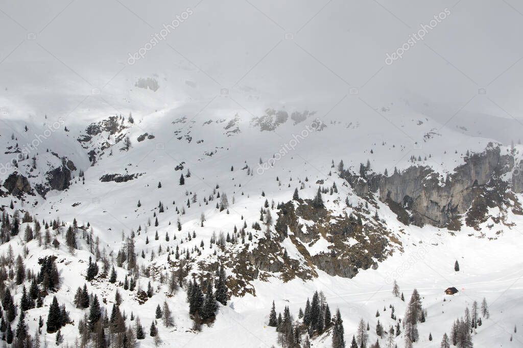 winter landscape with snow covered mountains