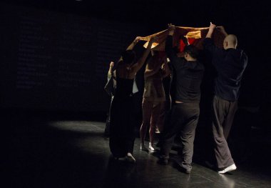 BUDAPEST, HUNGARY - 9 Ocak 2012 'de Macaristan' ın Budapeşte kentindeki Merlin Tiyatrosu 'nda Laomedia.