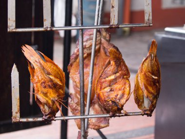 Izgarada kızarmış tavuk eti.