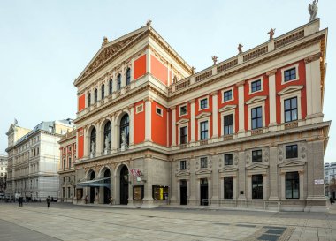 VIENNA, AUSTRIA - 30 Kasım 2016: Viyana 'da Innere Stadt ilçesinde bir konser salonu olan Viyana Müzik Birliği (Viyana Müzik Birliği), kısaca Musikverein olarak kısaltılmıştır..