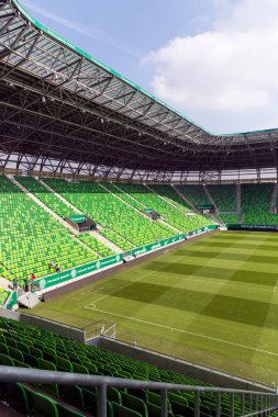 Modern bir futbol stadyumunun 3D görüntüsü