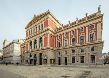 VIENNA, AUSTRIA - 30 Kasım 2016: Viyana 'da Innere Stadt ilçesinde bir konser salonu olan Viyana Müzik Birliği (Viyana Müzik Birliği), kısaca Musikverein olarak kısaltılmıştır..