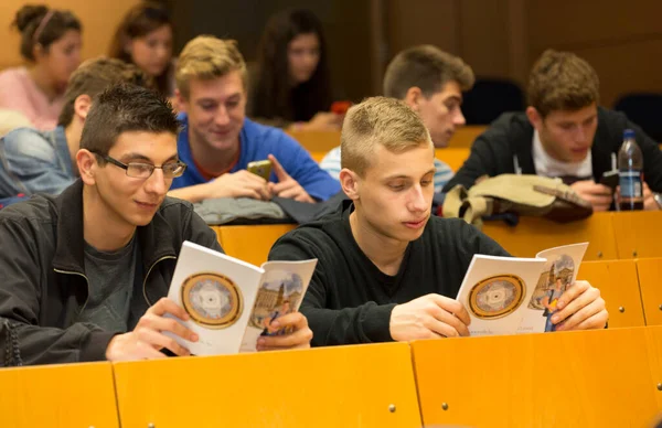 Budapest Hongrie Octobre 2014 Étudiants Non Identifiés Université Elte — Photo