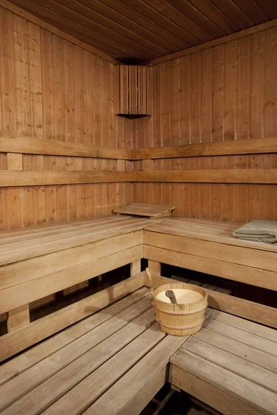Sauna Interior Con Muebles Madera —  Fotos de Stock