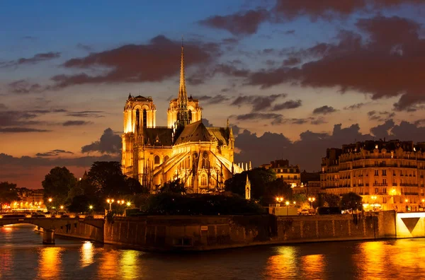 Notre Dame Tramonto Parigi — Foto Stock