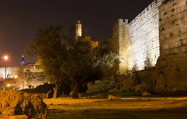 Vista Nocturna Ciudad Jerusalem Israel — Foto de Stock