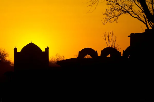 Silhouette Mosque Sunset — Stock Photo, Image