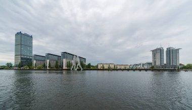 Frankfurt şehri manzarası. Ben Almanya.