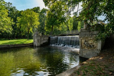 Schwerin şehrindeki parkın manzarası