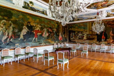 GRAZ, AUSTRIA - 2 Mayıs 2014 'te Graz' da olduğu gibi Eggenberg Sarayı 'nın içi. 1625-1635 yılları arasında inşa edilen saray, Styria 'daki en önemli Barok sarayı kompleksidir..