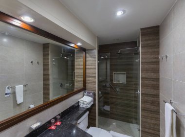 BOGOTA, COLOMBIA - 22 Ekim 2015 GHL Hotel 'in içi. Bogota, Kolombiya 'nın başkenti ve en büyük şehridir.