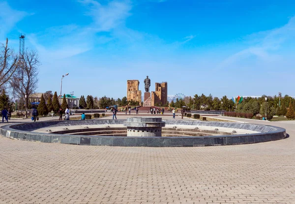 Shakrisabz Uzbekistan Marca Timur Statue Zwany Również Amir Timur Lub — Zdjęcie stockowe