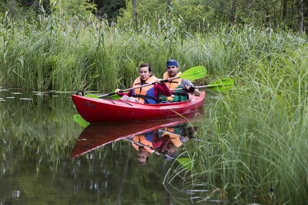 Masuria Poland July Unidentified People Take Kayak Trip Krutynia River — Stock Photo, Image