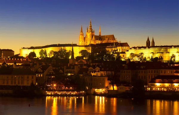 View Prague City Gothic Castle Charles Bridge Czech Republic — Stock Photo, Image