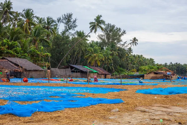 Village Typique Avec Des Gens Myanmar — Photo