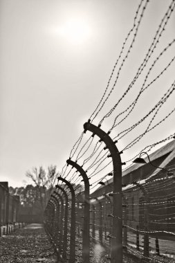 OSWIECIM, POLAND - 22 Ekim 2012 'de Polonya' nın Oswiecim kentinde eski bir Nazi imha kampı olan Auschwitz Kampı II. Avrupa 'daki en büyük Nazi toplama kampıydı..