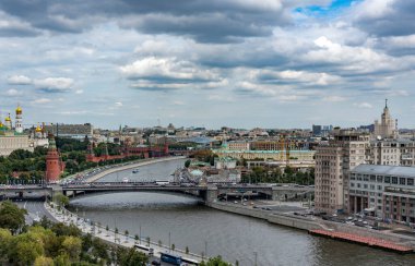 Moskova, Rusya - 20 Ağustos 2018 Moskova 'nın panoramik manzarası İsa' nın katedralinden Moskova 'nın kurtarıcısı.