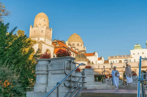 Budapest Hungary 2017年11月4日 アールヌーボー様式の人気温泉 ゲレルト の外観部分が1918年からオープン — ストック写真